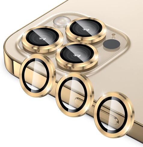 Camera Lens Protector Compatible for iPhone 13 Pro Max (6.7") & iPhone 13 Pro (6.1"), Premium Tempered Glass Clear Lens Screen Protector Film Cover with Metal Ring-Anti Scratch/Dust in Saudi Arabia