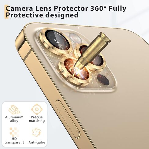 Camera Lens Protector Compatible for iPhone 13 Pro Max (6.7") & iPhone 13 Pro (6.1"), Premium Tempered Glass Clear Lens Screen Protector Film Cover with Metal Ring-Anti Scratch/Dust in Saudi Arabia