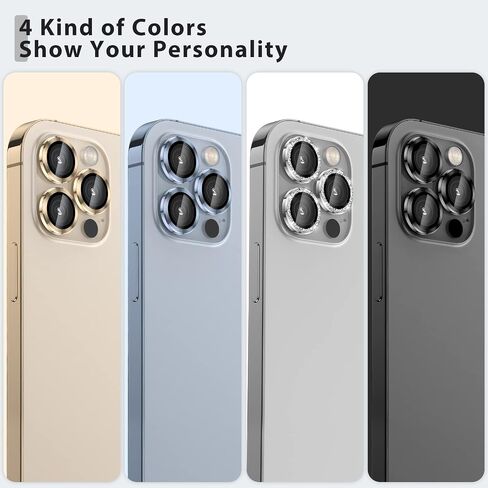 Camera Lens Protector Compatible for iPhone 13 Pro Max (6.7") & iPhone 13 Pro (6.1"), Premium Tempered Glass Clear Lens Screen Protector Film Cover with Metal Ring-Anti Scratch/Dust in Saudi Arabia