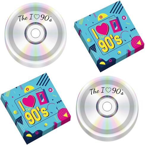 50Pcs 90's Party Plates and Napkins 90's Mix CD Dessert Plates Retro 90s Theme Party Decorations I Love the 90s Tableware Set Serves 25 Guest 1990's Back to the 90's Birthday Party Supplies in Saudi Arabia