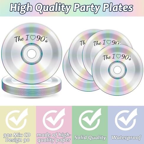 50Pcs 90's Party Plates and Napkins 90's Mix CD Dessert Plates Retro 90s Theme Party Decorations I Love the 90s Tableware Set Serves 25 Guest 1990's Back to the 90's Birthday Party Supplies in Saudi Arabia
