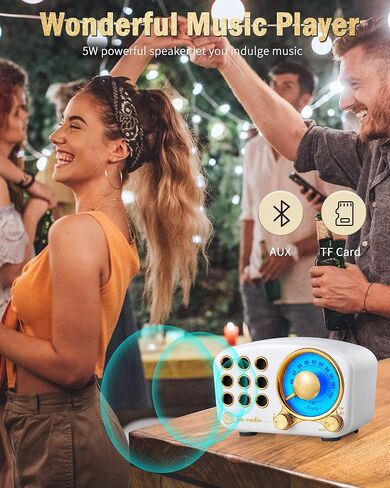 Retro Radio Bluetooth Speaker, Vintage Radio FM Radio with Old Fashioned Classic Style, Strong Bass Enhancement, Loud Volume, Bluetooth 5.0 Connection, TF Card Slot and MP3 Player (Black) in Saudi Arabia