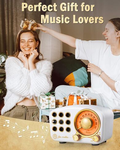 Retro Radio Bluetooth Speaker, Vintage Radio FM Radio with Old Fashioned Classic Style, Strong Bass Enhancement, Loud Volume, Bluetooth 5.0 Connection, TF Card Slot and MP3 Player (Black) in Saudi Arabia