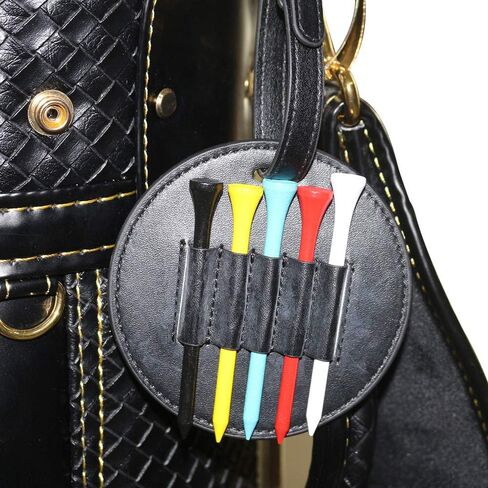 Myartte Golf Tee Holder with Wood Golf Tees Value 1 Set Golf Tee Holder for Bag Belt, Luxury Leather Gift for Golfer Men Women in Saudi Arabia