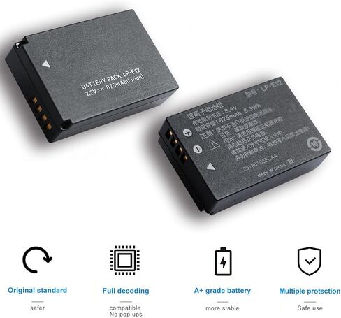 بطارية ليثيوم أيون LP-E12 LPE12 لكاميرات Canon EOS 100D وEOS M وEOS M2 وEOS M10 وEOS M50 وEOS M100 وEOS M200 وEOS Rebel SL1 وPowerShot SX70 HS in Kuwait