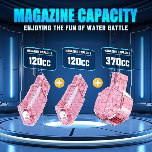 مسدس مياه كهربائي، مسدسات رش أوتوماتيكية بزر واحد يصل مداه إلى 32 قدمًا، 370 سي سي + 2 قاذف مياه فائق السعة 120 سي سي للأطفال والكبار في حمام السباحة والشاطئ وألعاب إطلاق النار في الهواء الطلق in Kuwait