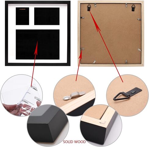 16x16 Inch Medal Display Shadow Box Picture Frame, Marathon & Triathlon Photo, Finishing Medal and Race Bib Framing Kit, 3D Medal Box Photo Frame for Medals Bibs Photos (Black) in Saudi Arabia