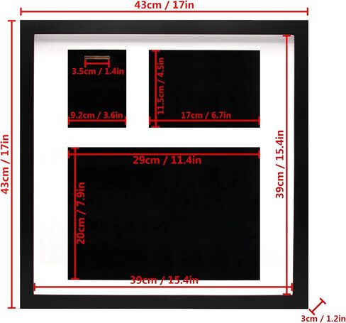 16x16 Inch Medal Display Shadow Box Picture Frame, Marathon & Triathlon Photo, Finishing Medal and Race Bib Framing Kit, 3D Medal Box Photo Frame for Medals Bibs Photos (Black) in Saudi Arabia