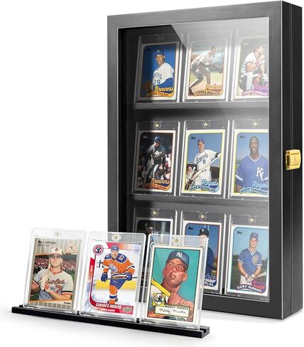 إطار عرض البطاقات الرياضية لـ 9 بطاقات، حافظة عرض بطاقات تجارة البيسبول على الحائط - أسود in Kuwait