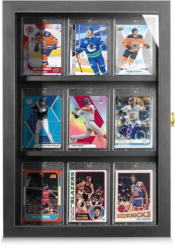 إطار عرض البطاقات الرياضية لـ 9 بطاقات، حافظة عرض بطاقات تجارة البيسبول على الحائط - أسود in Kuwait