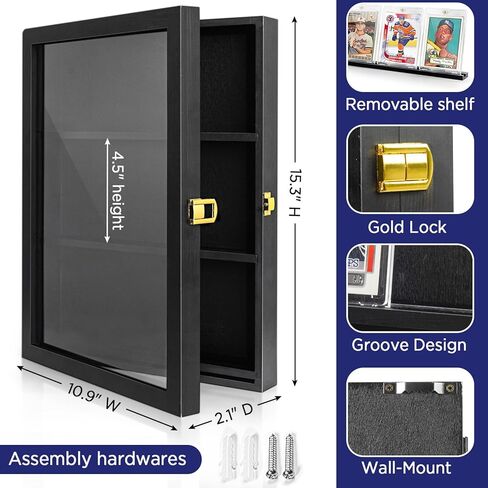 إطار عرض البطاقات الرياضية لـ 9 بطاقات، حافظة عرض بطاقات تجارة البيسبول على الحائط - أسود in Kuwait