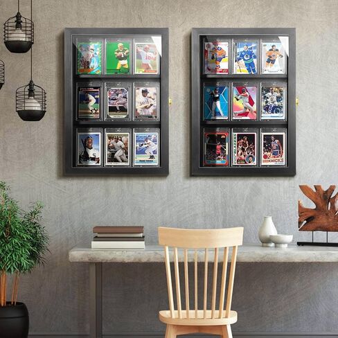 إطار عرض البطاقات الرياضية لـ 9 بطاقات، حافظة عرض بطاقات تجارة البيسبول على الحائط - أسود in Kuwait