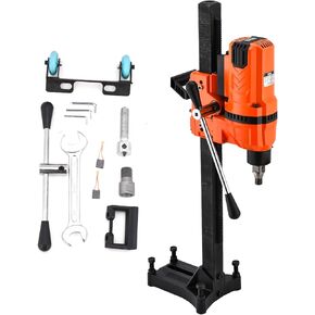 آلة الحفر الأساسية الماسية BHTOP، جهاز الحفر الأساسي للخرسانة الرطبة مقاس 10 بوصات مع عجلة حامل، وسرعة 700 دورة في الدقيقة ومقبض رفع وخيط 1-1/4 بوصة، وقطر الحفر لحجر الطوب الخرساني، 3300 وات (بدون قطع) in Kuwait