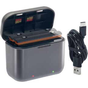 Charger for Insta360 X3 Camera Battery Fast Charger Hub with 2-Channel Quick Battery Charging Storage Station with Misro SD Card Slots and USB Type C Cable（Batteries not Included）