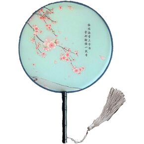 Seres Classic Round Fan,Wood Fan Rib&Semi-Transparent Silk Cloth,10+ Optional Patterns,Diameter 8.3in,团扇 (10.Princess)