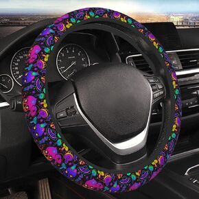 Flowers Floral Steering Wheel Cover Cute Universal 15 Inch Car Accessories Protector for Women Fit Auto SUV Sedan Vans Trucks