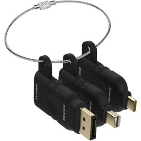 4K Universal HDMI Adapter Ring Kit with Security Loop - USB C, Displayport, Mini DP to HDMI Office Video Converter. Three Adapters with Security Loop . Universal Computer HDMI Adapters Kit, HDMI Ring
