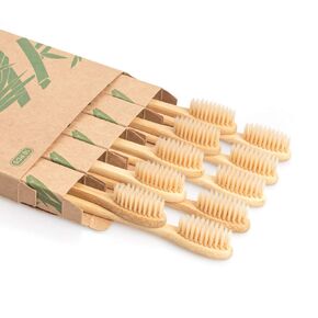Bamboo Toothbrushes for Adults, 10 PCS Biodegradable Wooden Toothbrushes, Natural BPA Free Soft Bristles Wood Toothbrush, Eco Friendly, Compostable and Sustainable