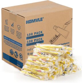 Disposable Toothbrushes with Toothpaste - 100 Packs Individually Wrapped Travel Toothbrushes Bulk, Medium Soft Bristles, Perfect for Travel Size Toiletries, OCC, Airbnb, Dentist, Office
