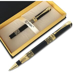 HSK Luxury gift Pen Ballpoint Pens Black Refill,Classical retro style pen,Best Ball Pen Gift Set for Men & Women Professional Executive,Office,Nice Pens Classy Gift Box (Red)
