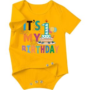 Baby It's My 1st Birthday Gift Bodysuit Outfit Tops Shirt as Happy Birthday Present for One Year Old Newborn Infant