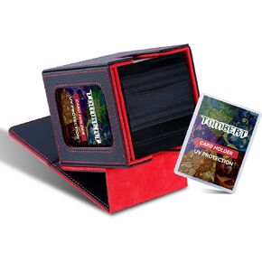 جراب Tombert Premium Deck Box لقائد MTG - تصميم حاصل على براءة اختراع، شاشة القائد مع محمل علوي، كحامل سطح السفينة، يناسب 100 بطاقة مزدوجة الأكمام (أسود وبنفسجي)