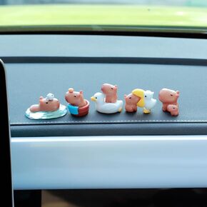 YGMONER 9 Pcs Mini Capybara Car Dashboard Figurine Decoration Cute Car Interior Ornaments