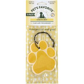 Pet’s Favorite Car Air Freshener - Lemon Zest Pack of 3 - Non-toxic Car Air Freshener - Pet-Friendly Air Freshener For Small Spaces & Car - Hanging Odor Eliminating Air Freshener