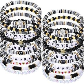 Quelay Beaded Bracelets Festival Bracelets Charms Stretch Bracelets Bulk Jewelry for Women Friendship Party Gifts