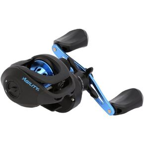 Shakespeare Agility Low Profile Fishing Reel, Left Handle Position, Multi-Disk Drag System, 90mm Handle with Large Knobs for Increased Torque
