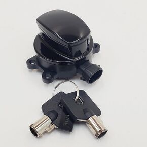 Gloss Black Ignition Switch with Cover & 2 Round Tamper-Resistant Keys for 2012-2017 Harley Softail FLST/FXST & Dyna Wide Glide FXDWG & 2014+ Road King FLHR Models - Replaces HD# 71313-96A