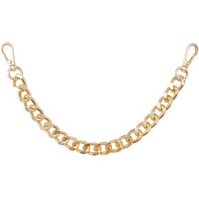 DIY Iron Purse Chain 12.6" Gold Metal Flat Chain Handbag Chain Strap Shoulder Cross Body Strap Purse Handles Bag Replacement Straps with Metal Buckles (Gold, 32cm)
