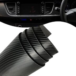 1 PC Car 4D Carbon Fiber Film, 15.7" x 59" PVC Sun-Proof Waterproof Clear Texture Decoration, DIY Pasting Traceless Bubble-Free Car Sticker, Universal for Car Interior Trim Accessory (Black)