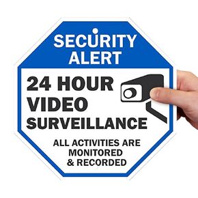 "Security Alert - 24 Hour Video Surveillance, All Activities Monitored" Sign By SmartSign | 10" x 10" Aluminum
