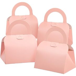 Briful 10PCS Purse Gift Boxes with Handles,Elegant Favor Boxes for Dessert,Pink Treat Boxes with Ribbon,Cookie Boxes for Gift Giving,Birthday Party Boxes, Bridesmaids Proposal Handbag Boxes