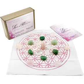 Crystal Grid Set | Crystal Healing |Get Started Quickly with Our Premium Ready-to-Go Love and Harmony Kit, Hand Selected Gemstones and Flower of Life Grid in Gift Box in Saudi Arabia