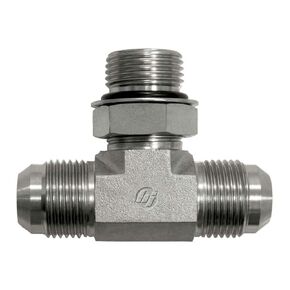 Brennan Industries 6803-10-10-10-NWO-FG Forged Steel Branch Tee Tube Fitting, 7/8"-14 SAE x 7/8"-14 SAE x 7/8"-14 SAE ORB Thread, 5/8" Male JIC x 5/8" Male JIC x 5/8" Male Adjustable O-Ring Boss