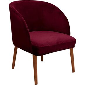 Stretch Velvet Beige Chair Cover Set 1 Curved Back Slipcover with Elastic Bottom Luxury Soft Chair Cover Furniture Protector for Home Living Room (Beige, Set 1)
