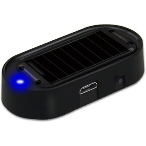 Car Solar Power Simulated Dummy Alarm, Anti-Theft LED Flashing Security Light Fake Lamp, Automotive Warning Interior Safety Lights with USB Charger Port,Car Alarm Light Fake Lamp (Red)