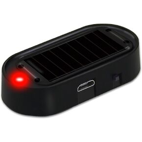 إنذار وهمي للسيارة يعمل بالطاقة الشمسية، مصباح أمان وامض LED مضاد للسرقة، مصباح أمان داخلي للتحذير من السيارات مع منفذ شاحن USB، مصباح إنذار للسيارة (أزرق)