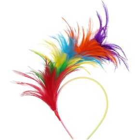 Mwoot 1920s Fascinator ريش عقال، إكسسوارات الشعر كنتاكي ديربي خوذة لحفلات الكوكتيل وحفلات الزفاف والشاي (قوس قزح) in Kuwait