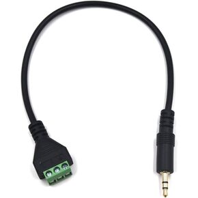 11.8 Inch 1/8" 3.5mm TRS 3 Pole Male Jack to AV 3 Screws Terminal Female Block Balun Solderless Extension Connector Adapter Extender Stereo Audio Cable (3.5mm 3 Pole Male)