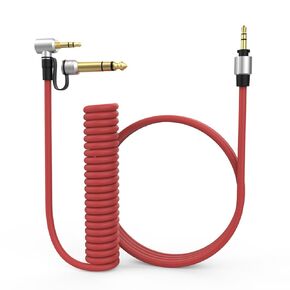 3.5mm to 3.5mm & 6.5mm Audio Cable Compatible with Beats by Dr Dre Solo Studio Pro Detox Wireless Mixr Executive Headphones Extension Cord 5 to 6.5ft (Red)