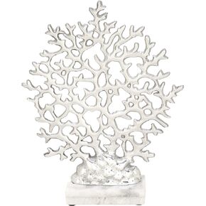 Deco 79 Marble Coral Decorative Sculpture Home Decor Statue, Accent Figurine 12" x 3" x 15", Silver