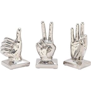 Deco 79 Traditional Porcelain Sculpture Ceramic Silver S/3 H-96764, 6", 7", 7" H
