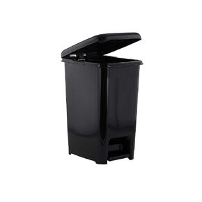 Superio Slim Trash Can with Foot Pedal – 4 Gallon Plastic Step-On Trash Can with Lid, Garbage Can, Small Trash Can for Bathroom, Kitchen, Office, Bedroom, Dorm Room – Black