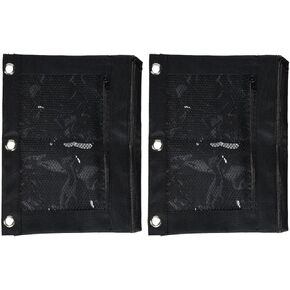 1InTheOffice Pencil Pouch 3 Ring, Black, Pencil Pouch For 3 Ring Binder 2 Pack (Canvas Black)