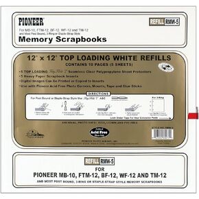 Pioneer Albums Postbound Top Loading Page Protectors 5 Pack 12 inch x 12 inch (with White Inserts) RMW5 (3-Pack)