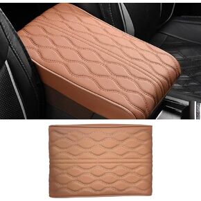 Center Console Armrest Cover, Middle Console Lid Scratch Height Pad, Waterproof Leather Memory Foam Armrest Box Cushion Protection Mat, Universal Car Replacement Accessories(Beige)