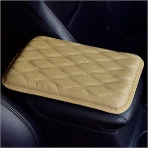 AUCELI Car Center Console Pad, PU Leather Auto Armrest Storage Box Mat, Waterproof Vehicle Armrest Cover Cushion Protector, Car Interior Decoration Accessories Universal for SUV Truck Pickup (Beige)